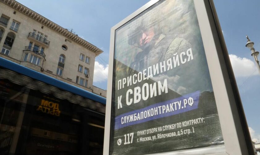 A pro-war sign in Moscow, Russia