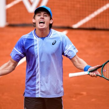 Alex De Minaur roared on by his superfan to beat Daniil Medvedev at French Open