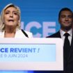 Marine Le Pen et Jordan Bardella le soir de l'annonce de la dissolution de l'Assemblée nationale par Emmanuel Macron, le 9 juin 2024.