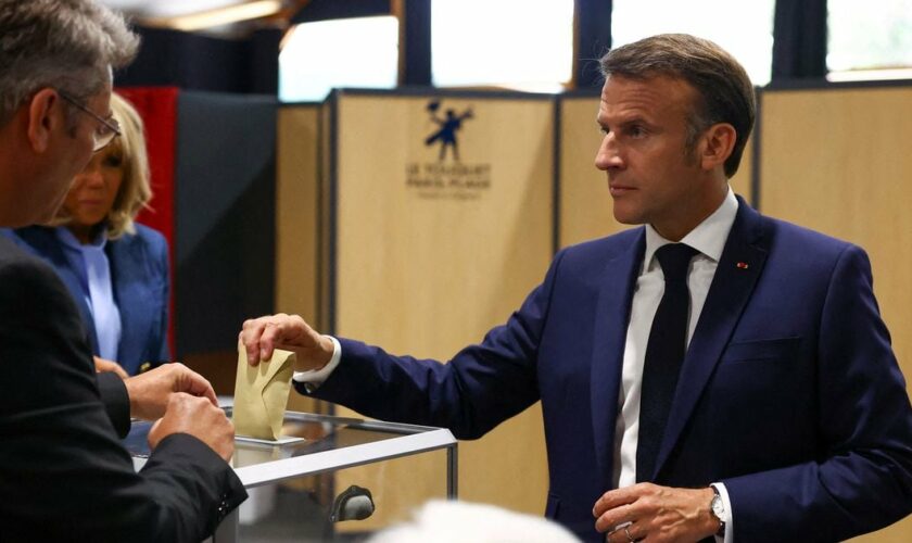 Emmanuel Macron vote au Touquet le 9 juin 2024 lors des Européennes