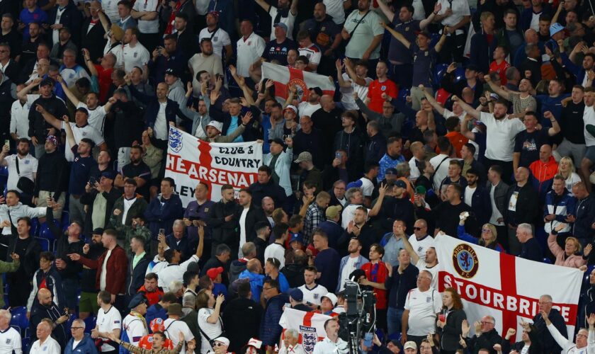 England fans celebrate as their team wins their first match in Euro 2024. Pic: AP