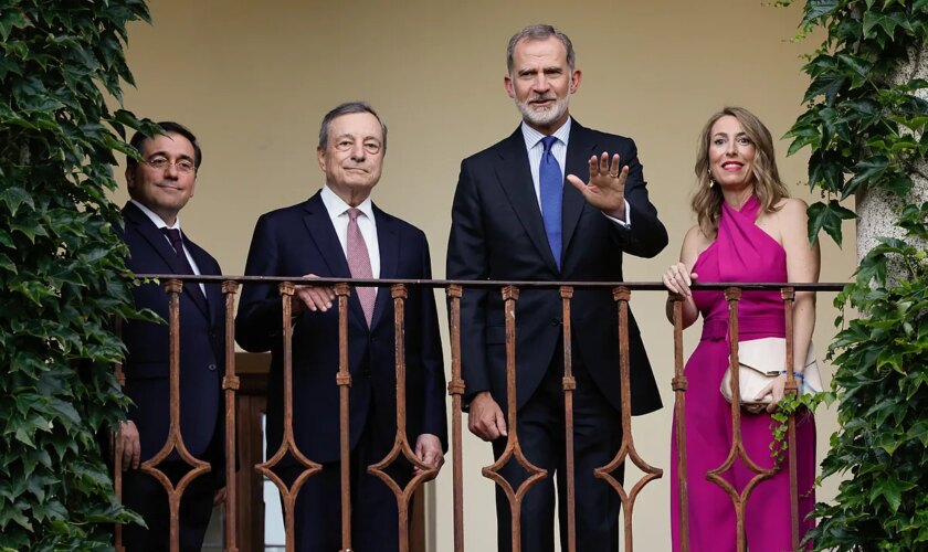 El Rey Felipe VI ofrece una cena a Draghi en el Monasterio de Yuste en la víspera del premio europeo Carlos V