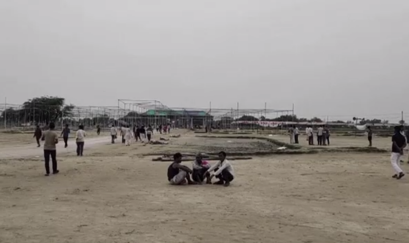 People at the site of the incident. Pic: AP