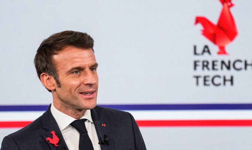 Emmanuel Macron, lors d'un évènement dédié à la French Tech, au palais de l'Elysée, en février 2023.