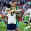 England v Switzerland - Dusseldorf Arena, Dusseldorf, Germany - July 6, 2024 England's Trent Alexander-Arnold and Jordan Pickford celebrate after winning the penalty shootout Pic: Reuters