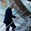 Joe Biden boards Air Force One at Harry Reid International Airport in Las Vegas after testing positive to Covid. Pic: Susan Walsh/AP