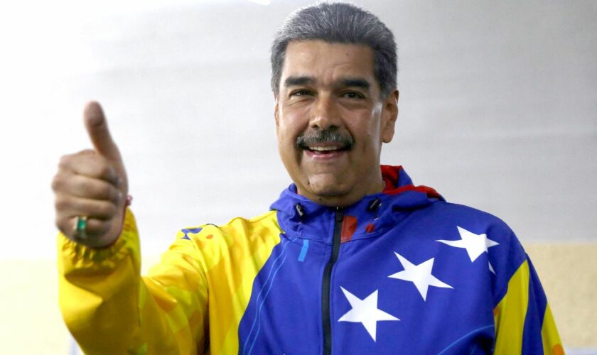 Venezuelan President Nicolas Maduro after casting his vote in the presidential election. Pic: Reuters