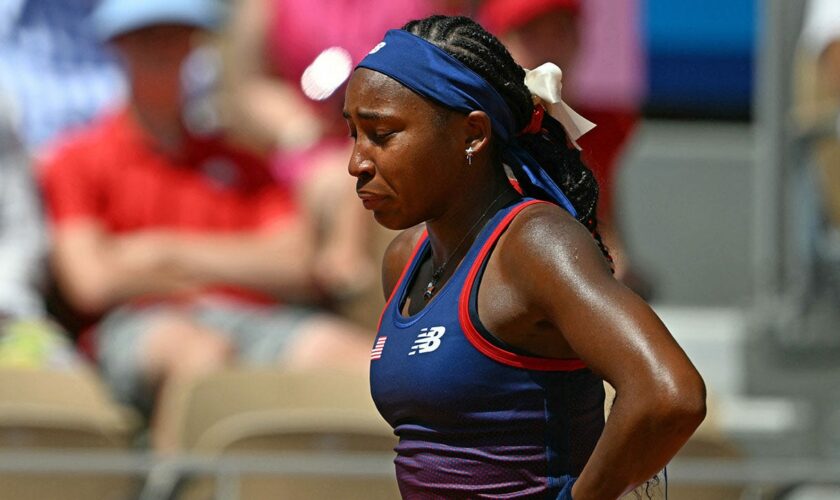 Coco Gauff in tears after argument over chair umpire's controversial call, falters at Paris Olympics