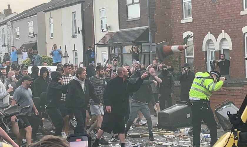 rouble flares during a protest in Southport, after three children died and eight were injured in a "ferocious" knife attack during a Taylor Swift event at a dance school on Monday. A 17-year-old male from Banks, Lancashire, has been arrested on suspicion of murder and attempted murder over the incident. Picture date: Wednesday July 31, 2024.