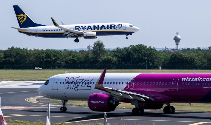 Ryanair and Wizz Air aircrafts are seen at Ferenc Liszt International Airport in Budapest, Hungary, July 9, 2024. REUTERS/Marton Monus