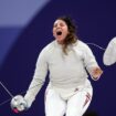 Nada Hafez of Team Egypt celebrates her victory against Elizabeth Tartakovsky