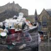 Overflowing bins in the Grassmarket area of Edinburgh where cleansing workers from the City of Edinburgh Council are on the fourth day of eleven days of strike action. Workers at waste and recycling depots across the city have rejected a formal pay offer of 3.5 percent from councils body Cosla. Picture date: Wednesday August 24, 2022.