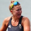 Lola Anderson after her Olympic win in the women's quadruple sculls. Pic: PA