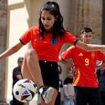 And the fans can play a bit too! England supporter wows the Berlin crowd with her skills as crowds gather ahead of tomorrow night's final against Spain