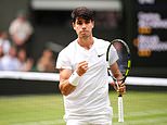 Carlos Alcaraz motors towards back-to-back Wimbledon championships as he goes two sets up against Novak Djokovic - with a star-studded crowd including Kate and Charlotte, Tom Cruise and Julia Roberts watching on