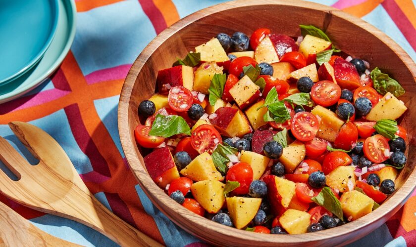 Let tomatoes be both fruit and vegetable in this juicy peach salad