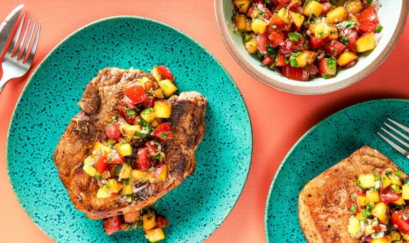 Pork Chops With Tomato-Peach Salsa