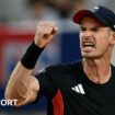 Andy Murray celebrates in his Paris 2024 Olympics match alongside Dan Evans