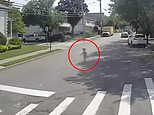 Terrifying dashcam shows four-year-old in just a diaper and tank top and clutching an iPad wandering into busy intersection - what happens next will warm your heart