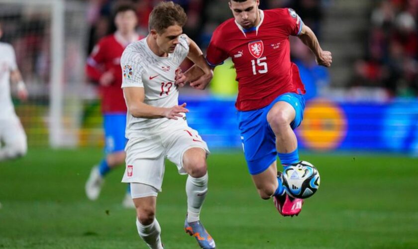 Verteidiger David Jurasek (r) verletzt sich im Testspiel gegen Norwich City. Foto: Petr David Josek/AP/dpa