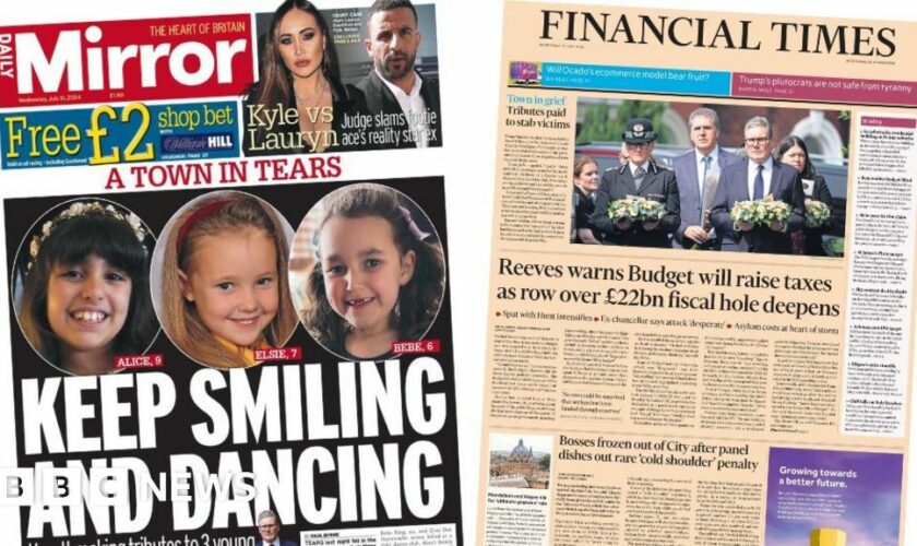 The Papers: 'A town in tears' and Reeves budget warning