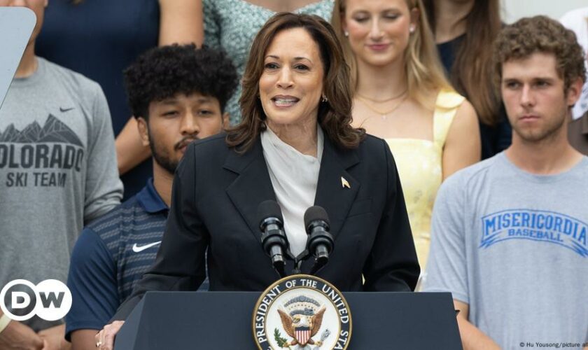 US election: Kamala Harris chides Trump as Biden passes torch