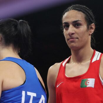 Imane Khelif after beating Angela Carini. Pic: Reuters