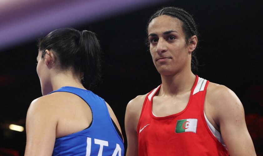 Imane Khelif after beating Angela Carini. Pic: Reuters