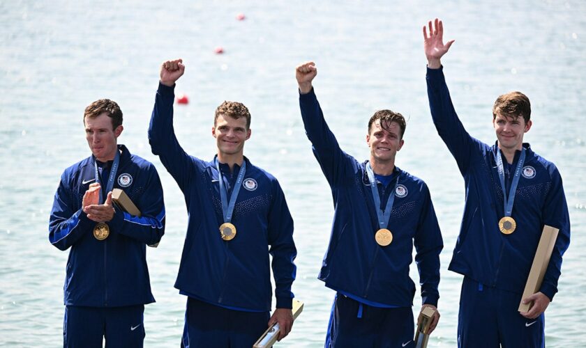 USA edges New Zealand to capture gold in men's coxless four final