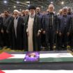 Ayatollah Ali Khamenei led a prayer over the coffins of Haniyeh and his bodyguard. Pic: AP