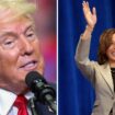 Donald Trump at a rally on Saturday and vice president Kamala Harris on Thursday. Pics: Reuters