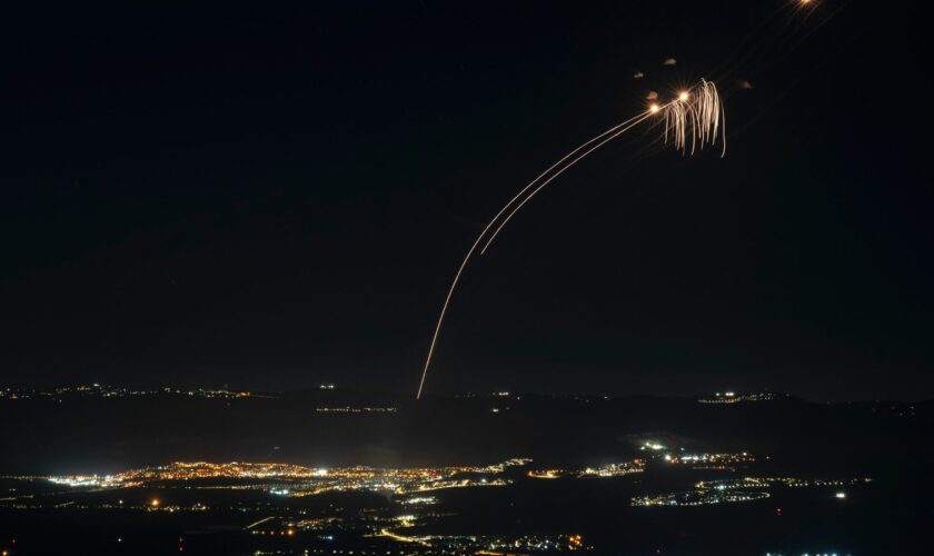 The Israeli Iron Dome air defence system fires to intercept an attack from Lebanon over the Galilee region. Pic: AP