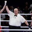 Taiwan's Lin Yu-ting celebrates after defeating Bulgaria's Svetlana Staneva in their women's 57 kg quarterfinal boxing match at the 2024 Summer Olympics, Sunday, Aug. 4, 2024, in Paris, France. (AP Photo/John Locher)