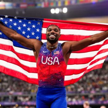 ‘I’m incredible’: Noah Lyles backs up fighting talk with gold in dramatic Olympic 100m final