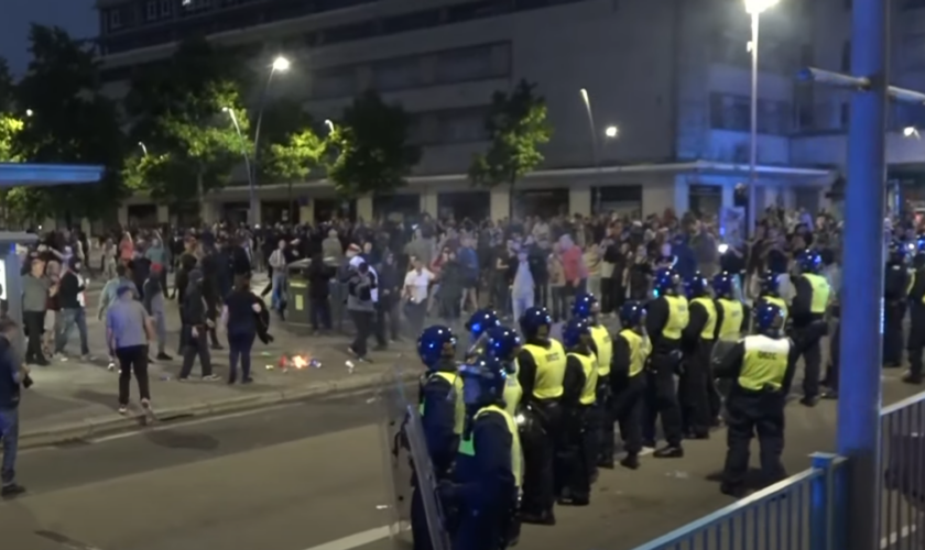 'Sustained violence' against officers in Plymouth as protesters throw bricks and fireworks