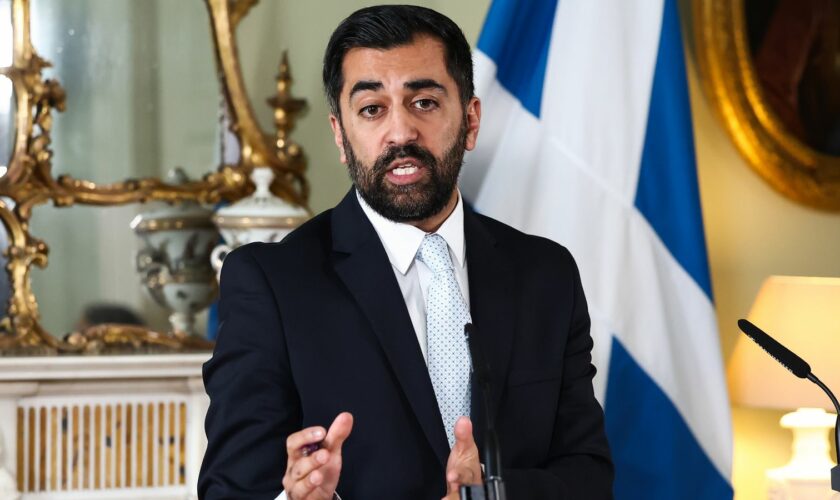 First Minister Humza Yousaf speaks during a press conference at Bute House, Edinburgh, after the First Minister terminated the Bute House agreement with immediate effect. Picture date: Thursday April 25, 2024.