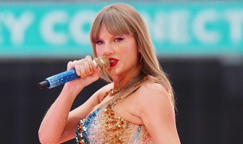 EDITORIAL USE ONLY Taylor Swift performs her first London concert at Wembley Stadium, during the Eras Tour. Picture date: Friday June 21, 2024.