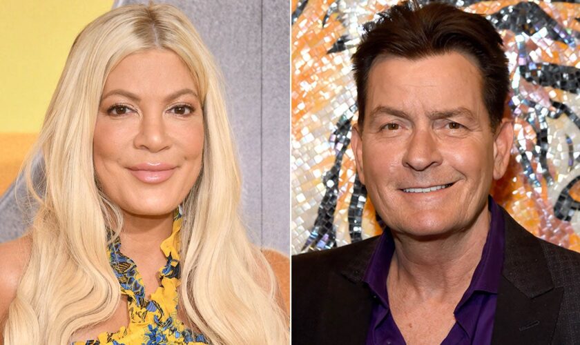 Tori Spelling claims Charlie Sheen once handed her a 'hot crack pipe' when she walked into his condo