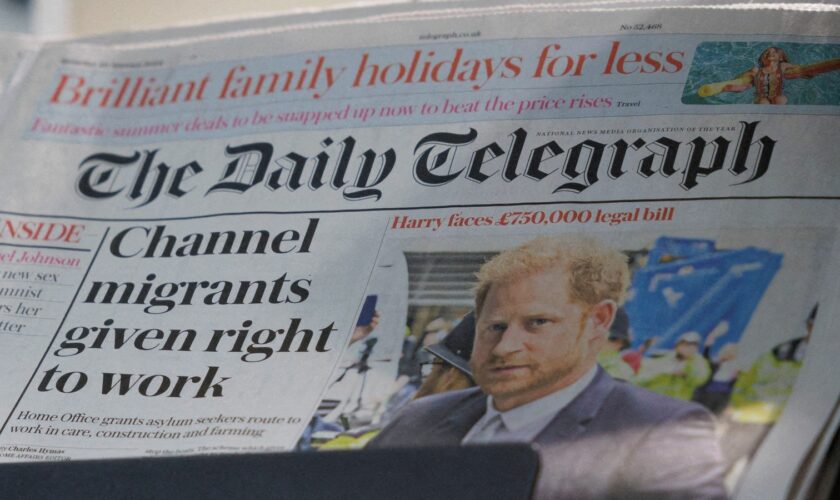 Copies of the Daily Telegraph on sale. Pic: REUTERS/Belinda Jiao/File Photo