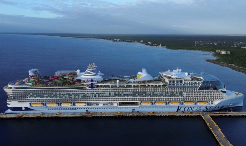 Royal Caribbean's Icon of the Seas, the largest cruise ship in the world, is docked at Costa Maya Cruise Port, in the village town of Mahahual, Quintana Roo state, Mexico, February 6, 2024. Pic: Reuters