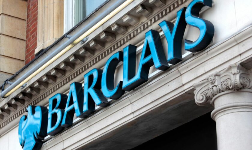 Sign above the entrance to a branch of Barclays Bank in Knightsbridge London.