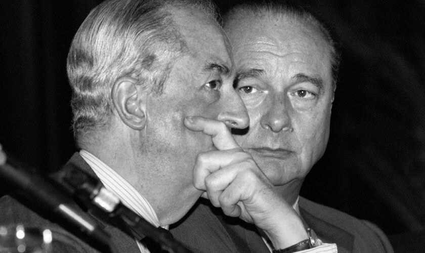 L'ancien Premier ministre Édouard Balladur et l'ancien président du RPR Jacques Chirac en 1994 le 13 avril 1994