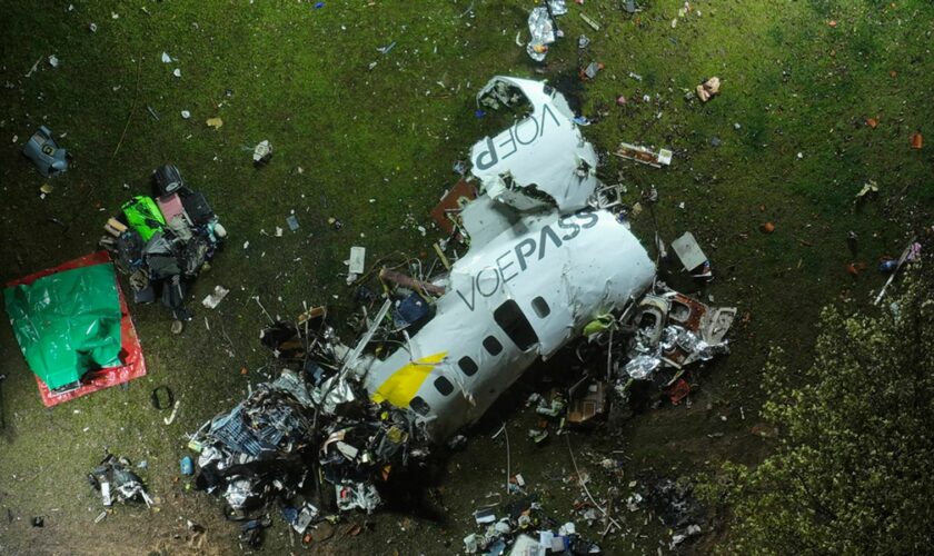 Debris at the crash site. Pic: AP