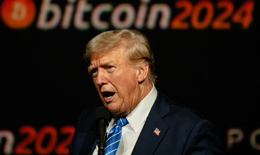 Donald Trump, lors d'un discours à la conférence Bitcoin 2024, le 27 juillet 2024 à Nashville, dans le Tennessee.