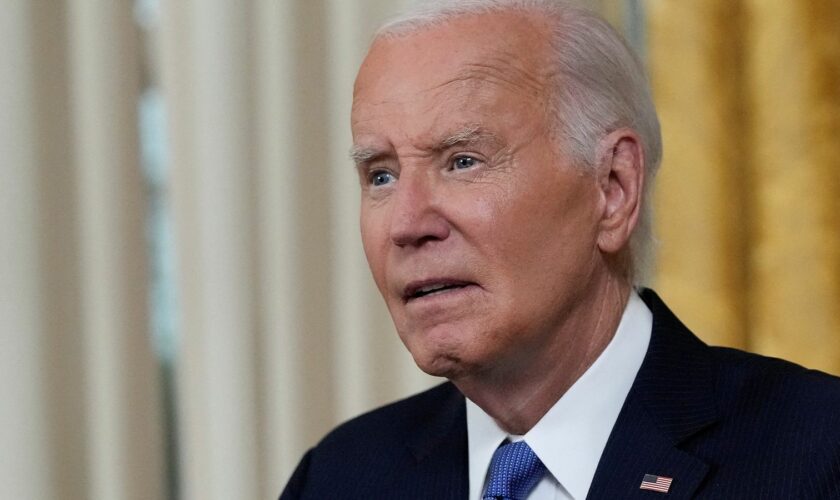 Joe Biden addresses the nation from the Oval Office of the White House in Washington, Wednesday, July 24, 2024, about his decision to drop his Democratic presidential reelection bid. Evan Vucci/Pool via REUTERS