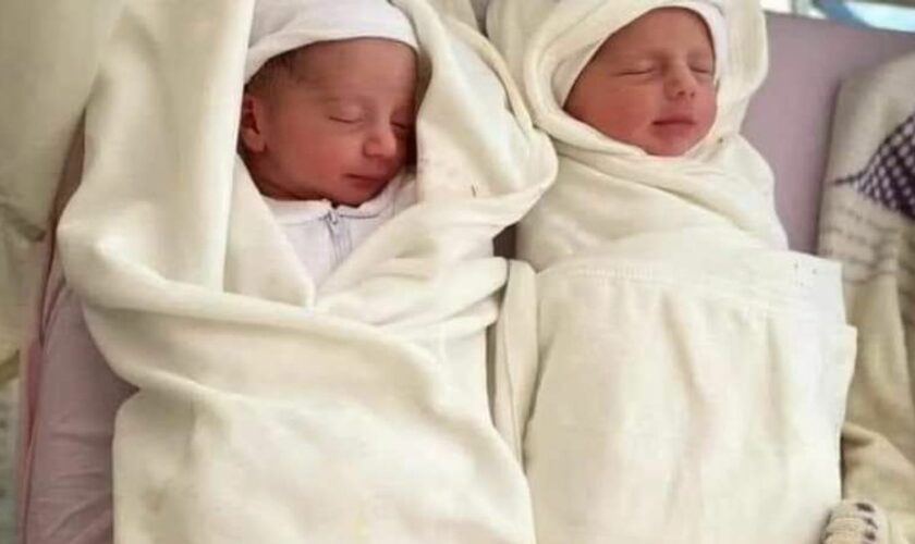 The twins were four days old