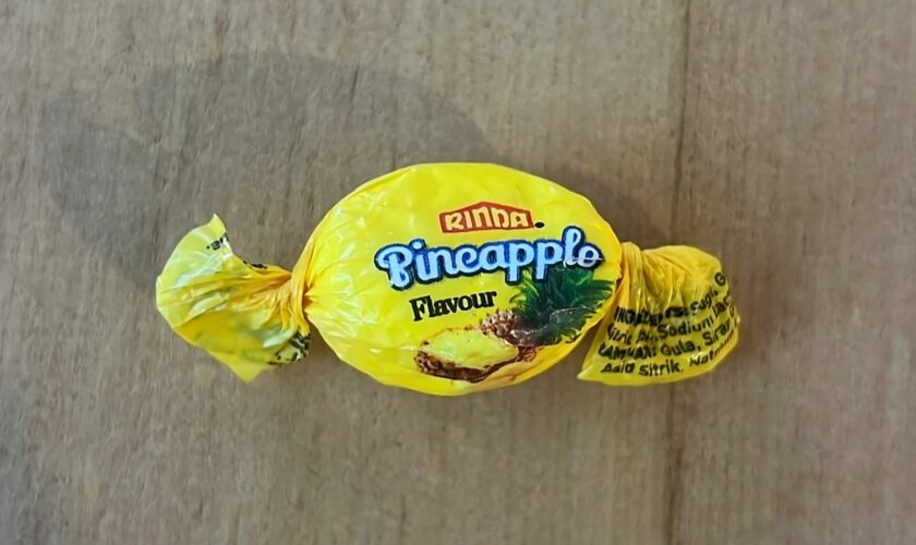 The pineapple-flavoured sweet contains a potentially lethal dose of methamphetamine Pic: Shaun Hill/NZ Drug Foundation via AP