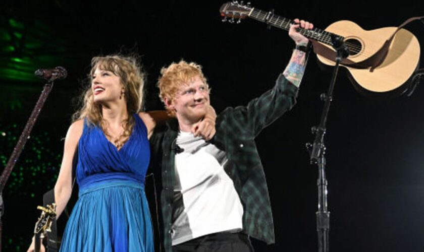 Taylor Swift and Ed Sheeran perform onstage during "Taylor Swift