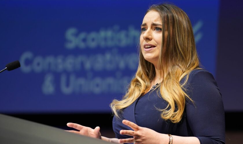 Deputy Leader of the Scottish Conservative Party Meghan Gallacher MSP speaking on the second day of the Scottish Conservative party conference at the Scottish Event Campus (SEC) in Glasgow. Picture date: Saturday April 29 2023.