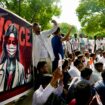 Doctors and paramedics protested in New Delhi on Friday. Pic: AP